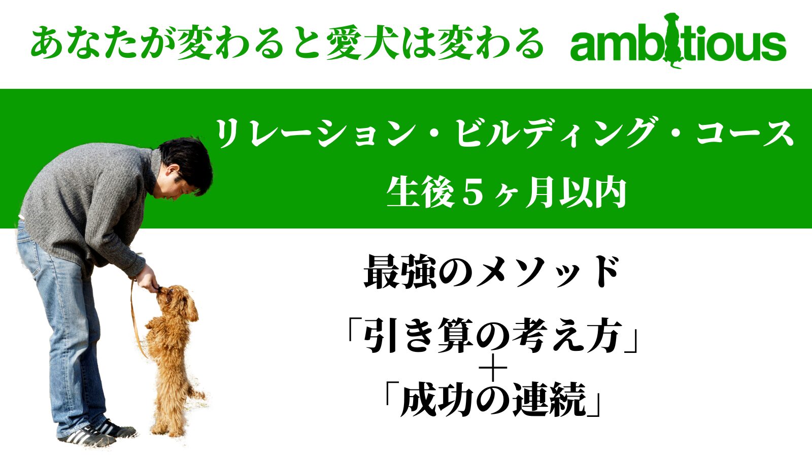 生後５ヶ月以内の愛犬の悩みの解決や将来への予防を学べるコース