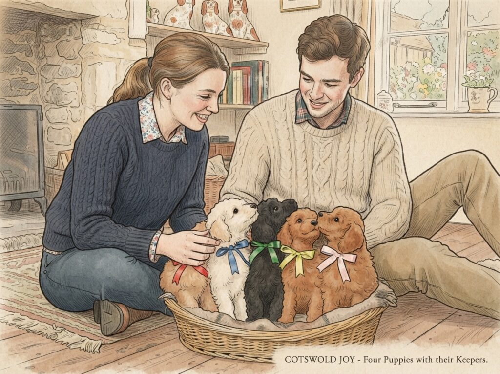 子犬選びを迷う夫婦